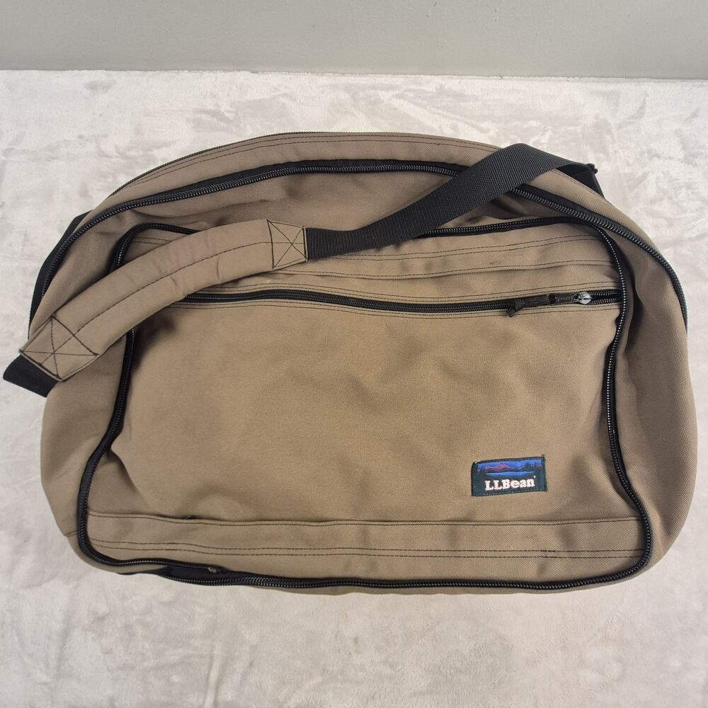 Vintage LL Bean 3 Way Bag Briefcase, Backpack, Messenger Cross Body Bag Tan